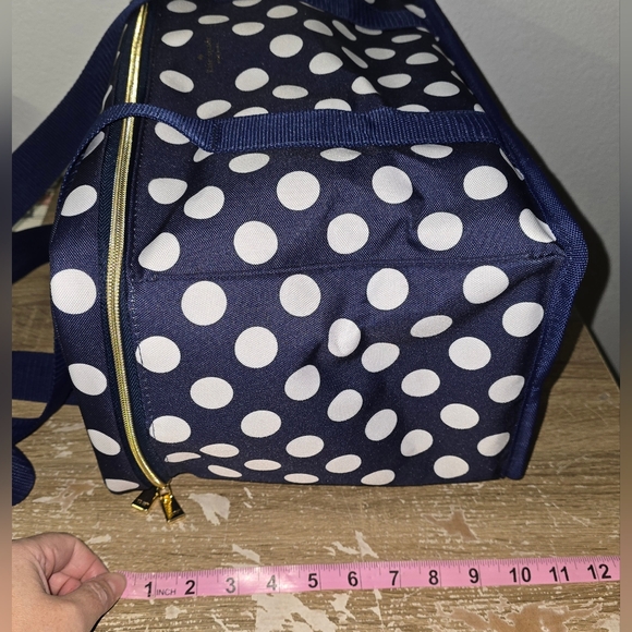NWOT Kate Spade Navy Blue & White Polka Dot Insulated Cooler Shoulder Bag Large - Picture 8 of 9